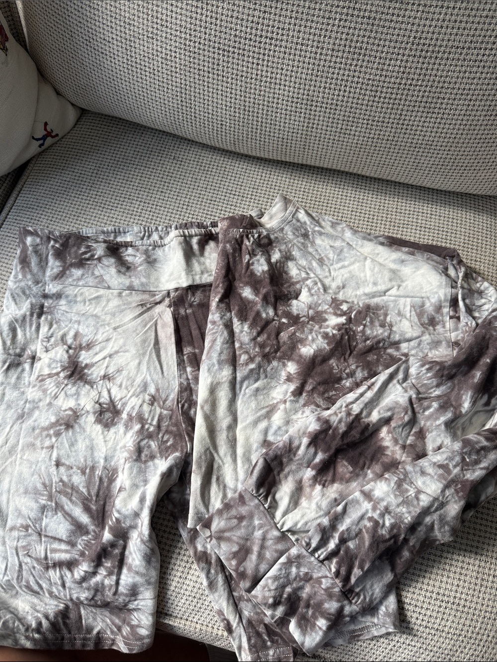 Tie-Dye Relaxed Jumpsuit in Gray and White